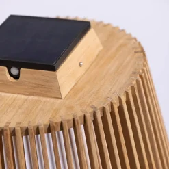 Vloerlamp op zonne-energie Tecka met sensor, teak