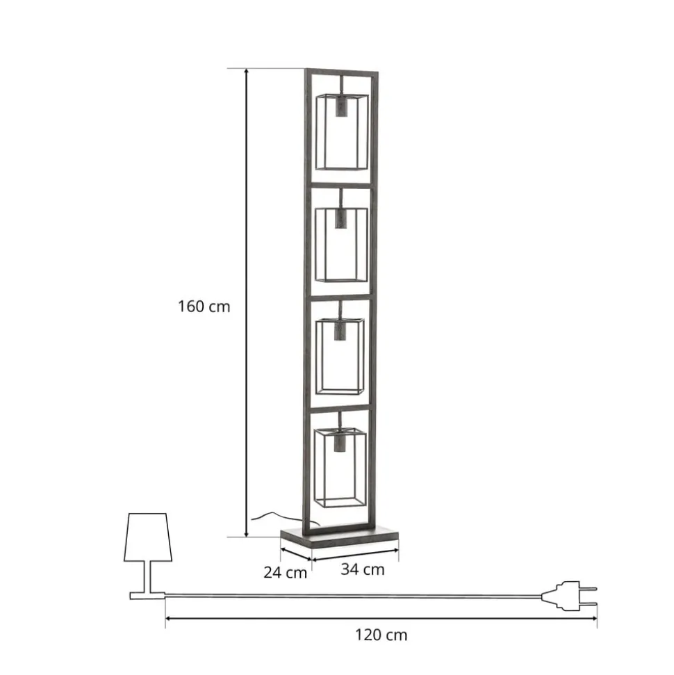 Vloerlamp Perpendillu, 4-lamps