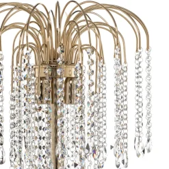 Vloerlamp Pioggia met kristallen regen, goud