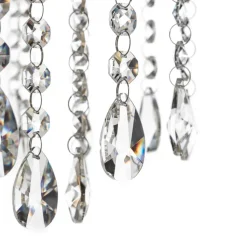 Vloerlamp Pioggia met kristallen regen, goud