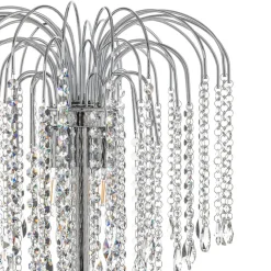 Vloerlamp Pioggia met kristallen regen, chroom