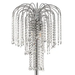 Vloerlamp Pioggia met kristallen regen, chroom