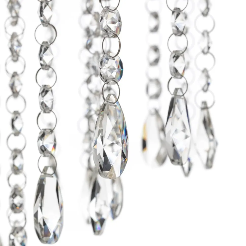 Vloerlamp Pioggia met kristallen regen, chroom