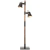 Vloerlamp Plow met 2 spots, zwart/hout donker