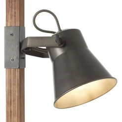 Vloerlamp Plow met 2 spots, zwart/hout donker