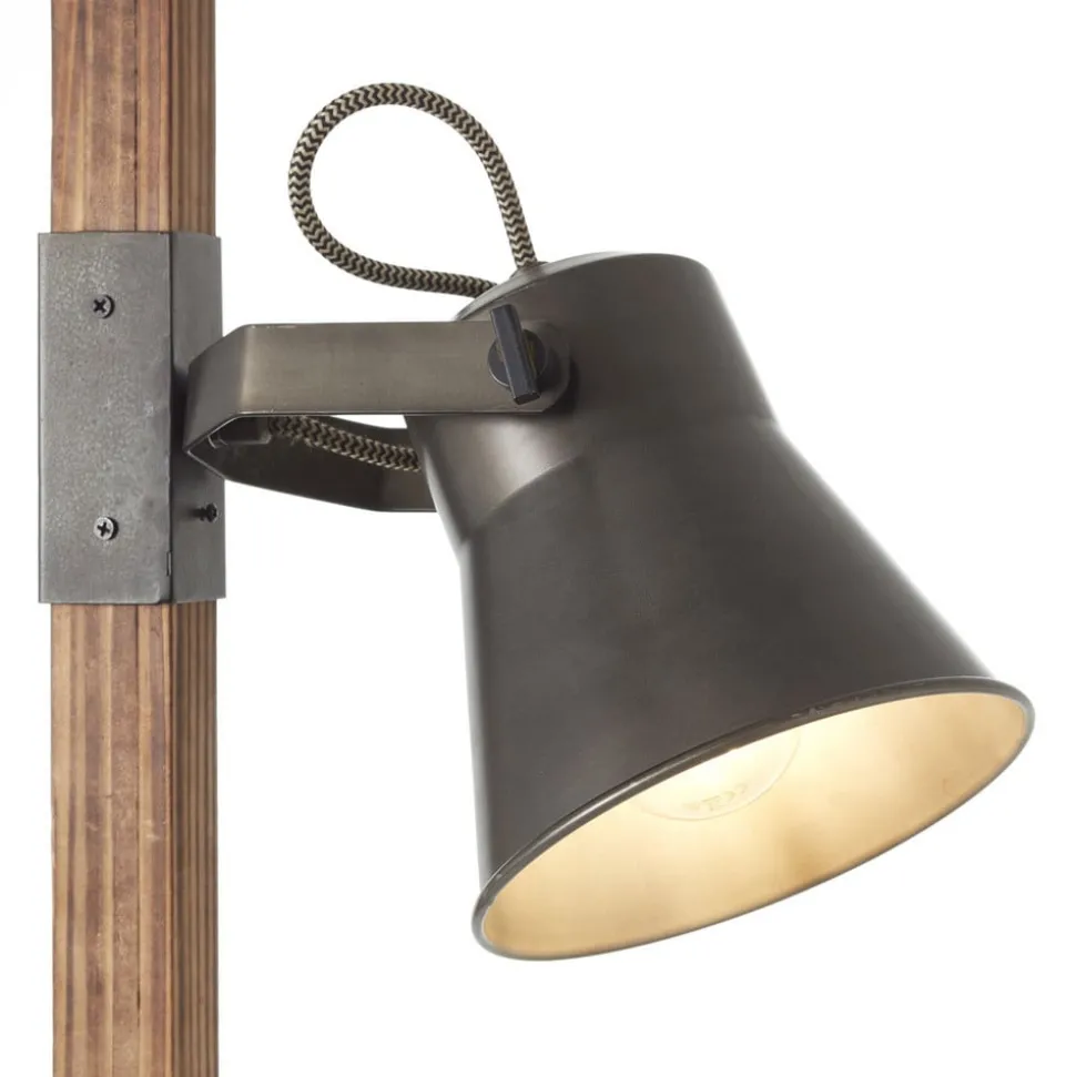 Vloerlamp Plow met 2 spots, zwart/hout donker