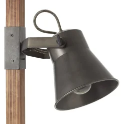 Vloerlamp Plow met 2 spots, zwart/hout donker
