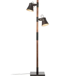 Vloerlamp Plow met 2 spots, zwart/hout donker