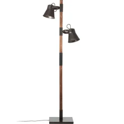 Vloerlamp Plow met 2 spots, zwart/hout donker