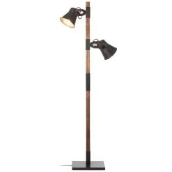 Vloerlamp Plow met 2 spots, zwart/hout donker