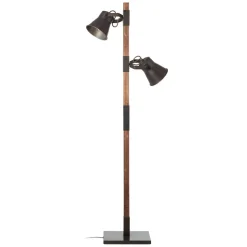 Vloerlamp Plow met 2 spots, zwart/hout donker