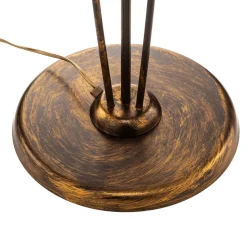 Vloerlamp Quercia, stoffen kap en eikenbladeren