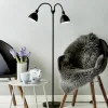 Vloerlamp Ray met 2 lichtbr. uit zwart metaal