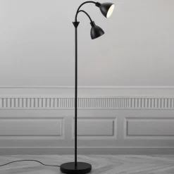 Vloerlamp Ray met 2 lichtbr. uit zwart metaal