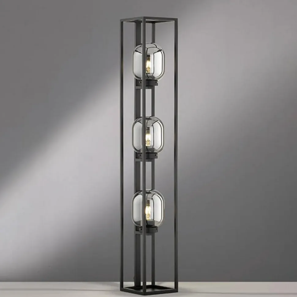 Vloerlamp Regi van glas, rookgrijs, 3-lamps