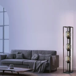 Vloerlamp Regi van glas, rookgrijs, 3-lamps