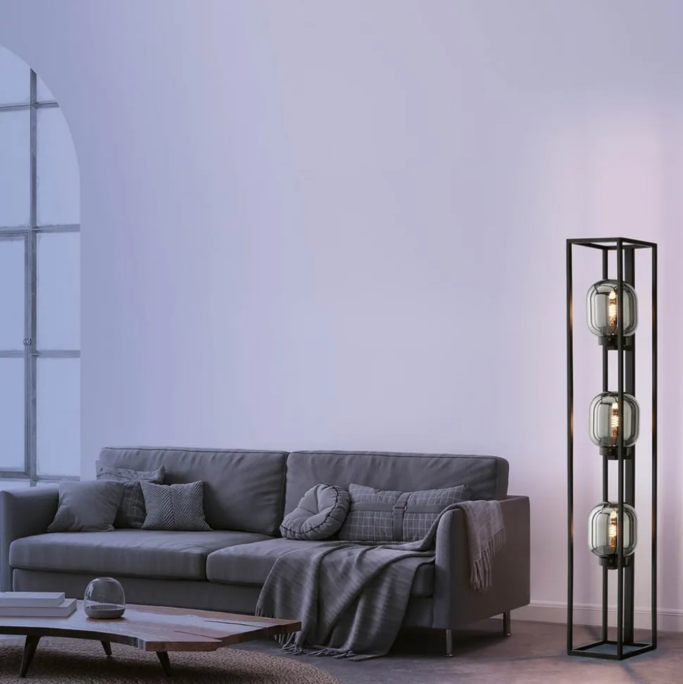 Vloerlamp Regi van glas, rookgrijs, 3-lamps