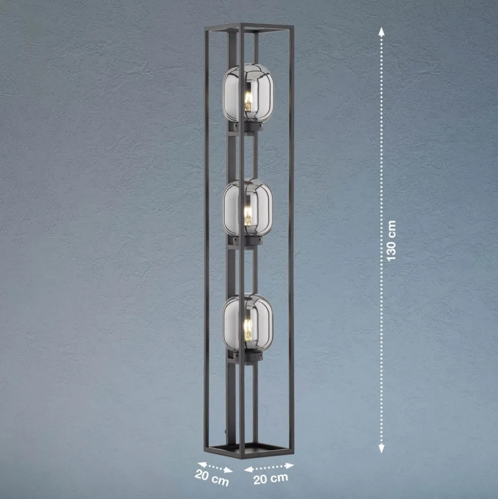 Vloerlamp Regi van glas, rookgrijs, 3-lamps