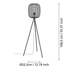 Vloerlamp Rinroe, hoogte 140,5 cm, zwart, staal