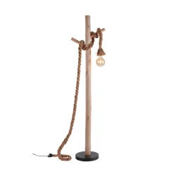 Vloerlamp Rope met touw en hout, 1-lamp