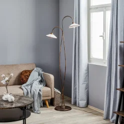 Vloerlamp Rosina met twee keramische kappen