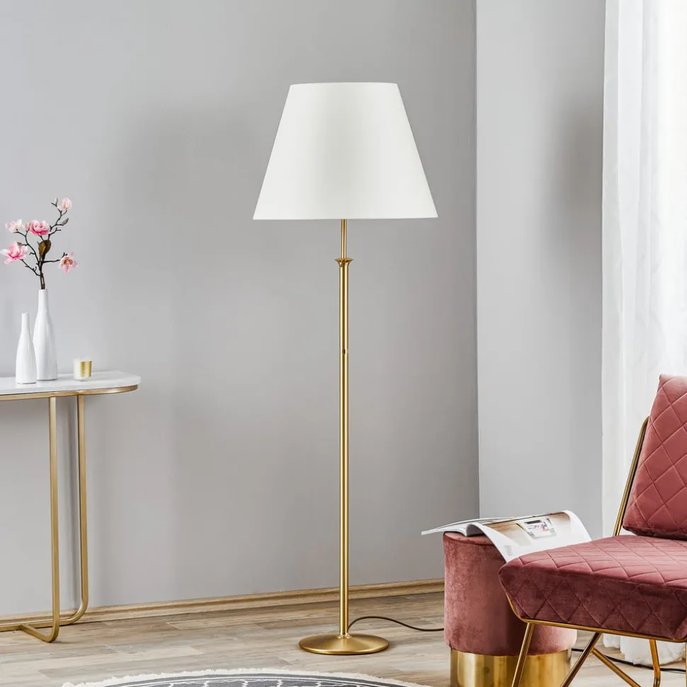 Vloerlamp Royce met plafondlamp crème