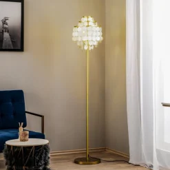 Vloerlamp Ruben met parelmoeren schijven