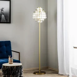 Vloerlamp Ruben met parelmoeren schijven