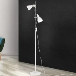 Vloerlamp School met twee spots, wit