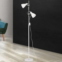 Vloerlamp School met twee spots, wit