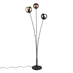 Vloerlamp Sheldon met drie glas-bolkappen