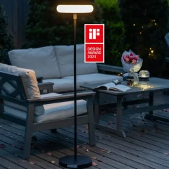 Vloerlamp solar Pops, USB, touchdimmer, IP54