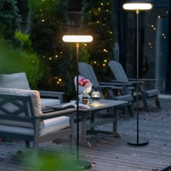 Vloerlamp solar Pops, USB, touchdimmer, IP54