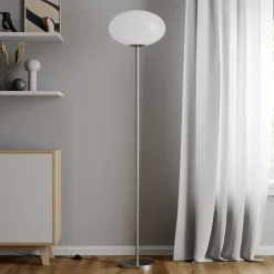Vloerlamp Sonika, 175 cm, nikkelkleurig, glas, E27