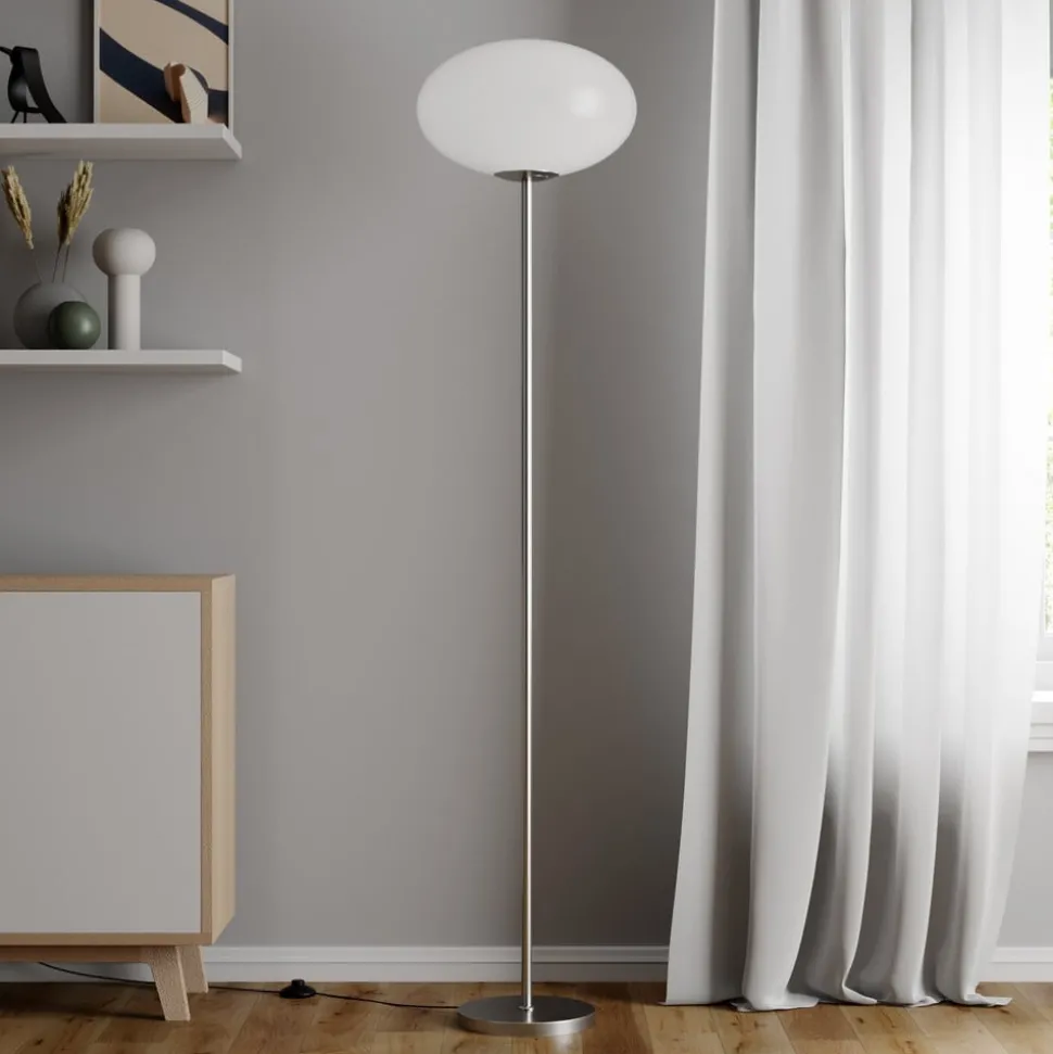 Vloerlamp Sonika, 175 cm, nikkelkleurig, glas, E27