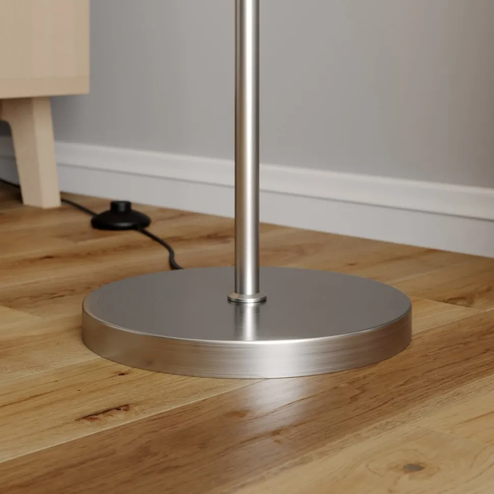 Vloerlamp Sonika, 175 cm, nikkelkleurig, glas, E27