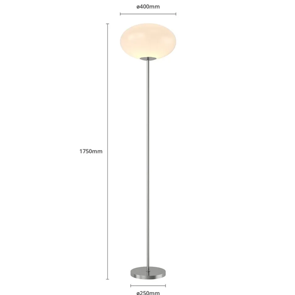 Vloerlamp Sonika, 175 cm, nikkelkleurig, glas, E27