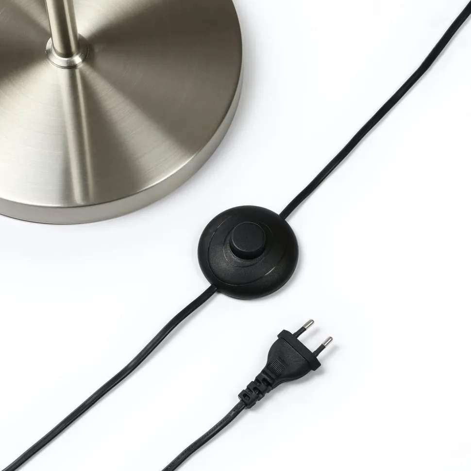 Vloerlamp Sonika, 175 cm, nikkelkleurig, glas, E27