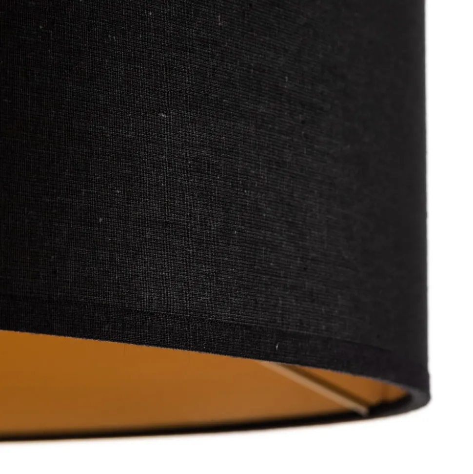 Vloerlamp Tago, driepoot, kap zwart/goud