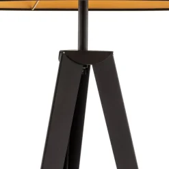 Vloerlamp Tago, driepoot, kap zwart/goud