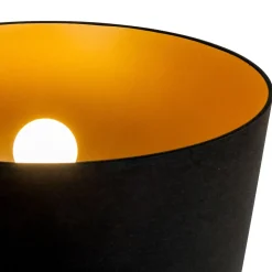 Vloerlamp Tago, driepoot, kap zwart/goud