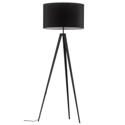 Vloerlamp Tago, driepoot, kap zwart/zilver