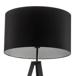 Vloerlamp Tago, driepoot, kap zwart/zilver