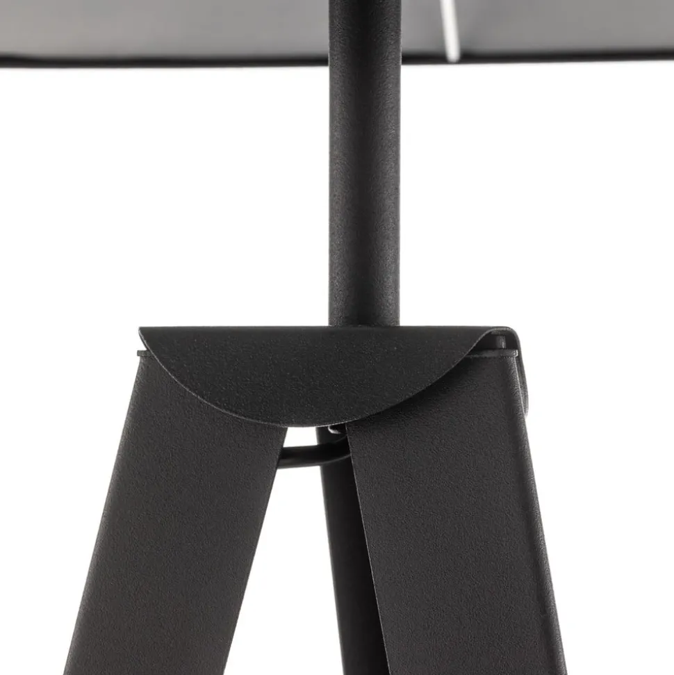 Vloerlamp Tago, driepoot, kap zwart/zilver