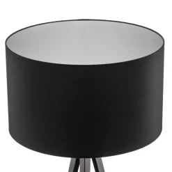 Vloerlamp Tago, driepoot, kap zwart/zilver