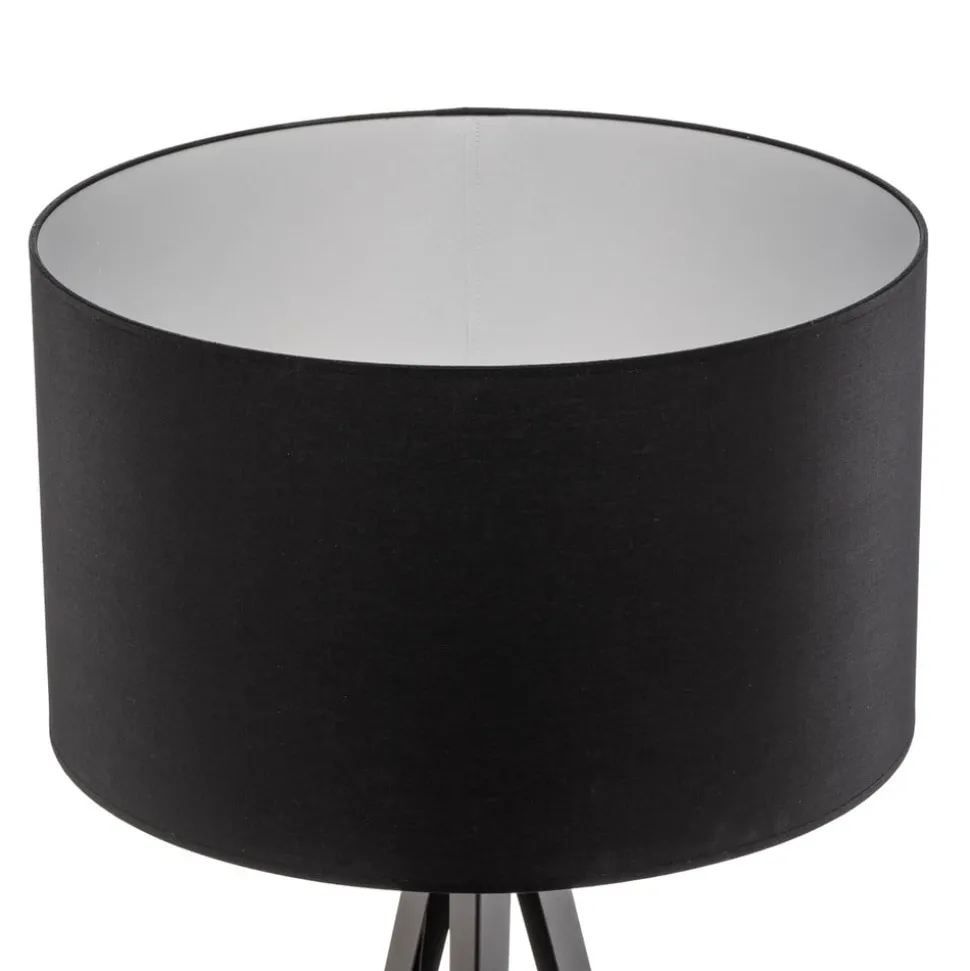 Vloerlamp Tago, driepoot, kap zwart/zilver