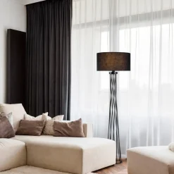 Vloerlamp Tall 13470, zwart, canvas, hoogte 175 cm