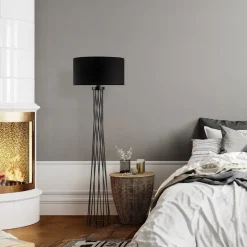 Vloerlamp Tall 13470, zwart, canvas, hoogte 175 cm