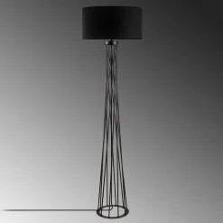 Vloerlamp Tall 13470, zwart, canvas, hoogte 175 cm