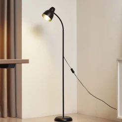 Vloerlamp Tebbi, zwart, metaal, hoogte 150 cm